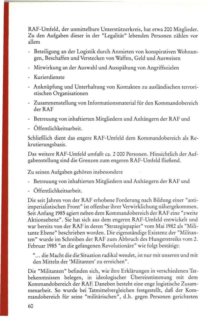Seite 62 des Verfassungsschutzbericht 1985 Rheinland-Pfalz