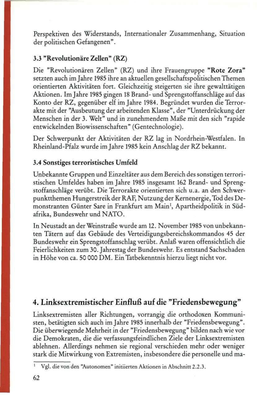 Seite 64 des Verfassungsschutzbericht 1985 Rheinland-Pfalz