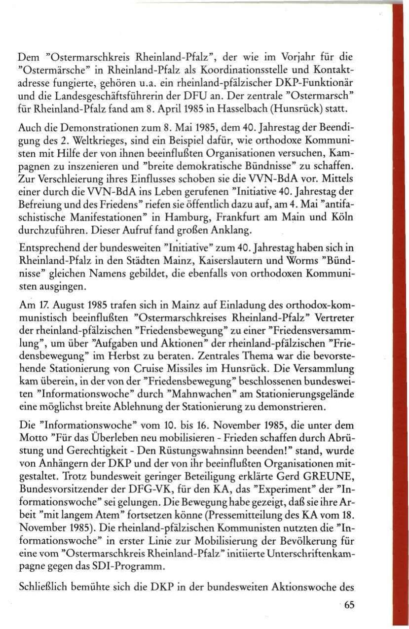 Seite 67 des Verfassungsschutzbericht 1985 Rheinland-Pfalz