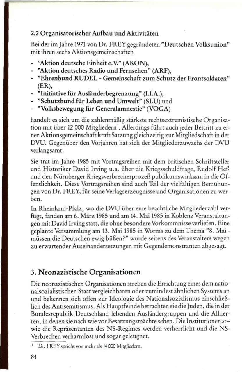 Seite 86 des Verfassungsschutzbericht 1985 Rheinland-Pfalz