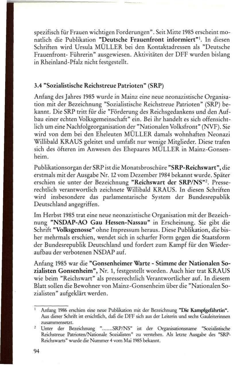 Seite 96 des Verfassungsschutzbericht 1985 Rheinland-Pfalz