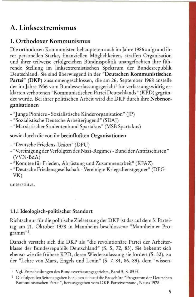 Seite 11 des Verfassungsschutzbericht 1986 Rheinland-Pfalz