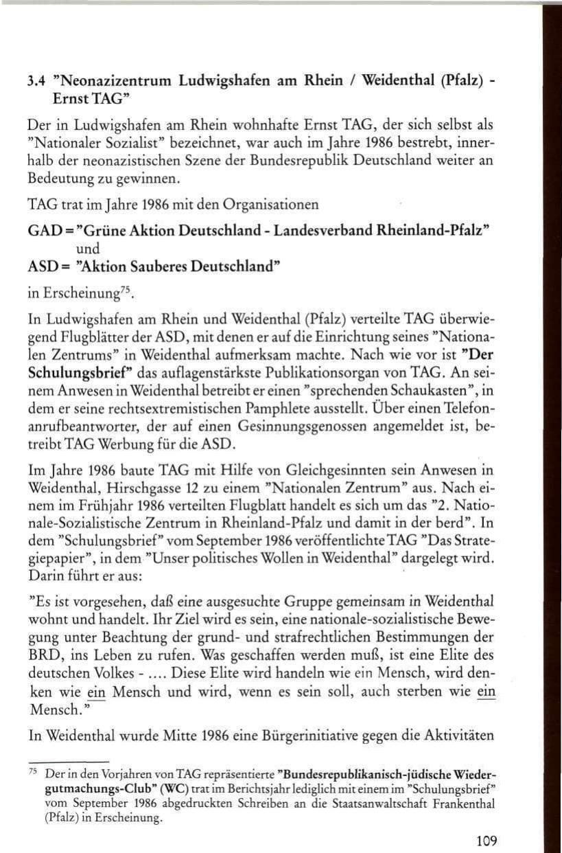 Seite 111 des Verfassungsschutzbericht 1986 Rheinland-Pfalz