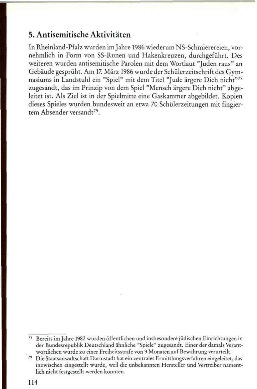 Seite 116 des Verfassungsschutzbericht 1986 Rheinland-Pfalz