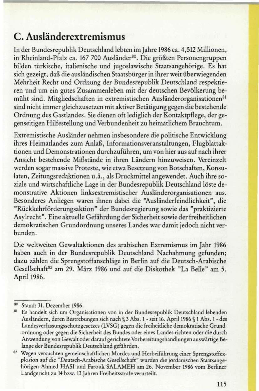 Seite 117 des Verfassungsschutzbericht 1986 Rheinland-Pfalz