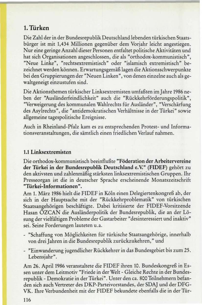 Seite 118 des Verfassungsschutzbericht 1986 Rheinland-Pfalz