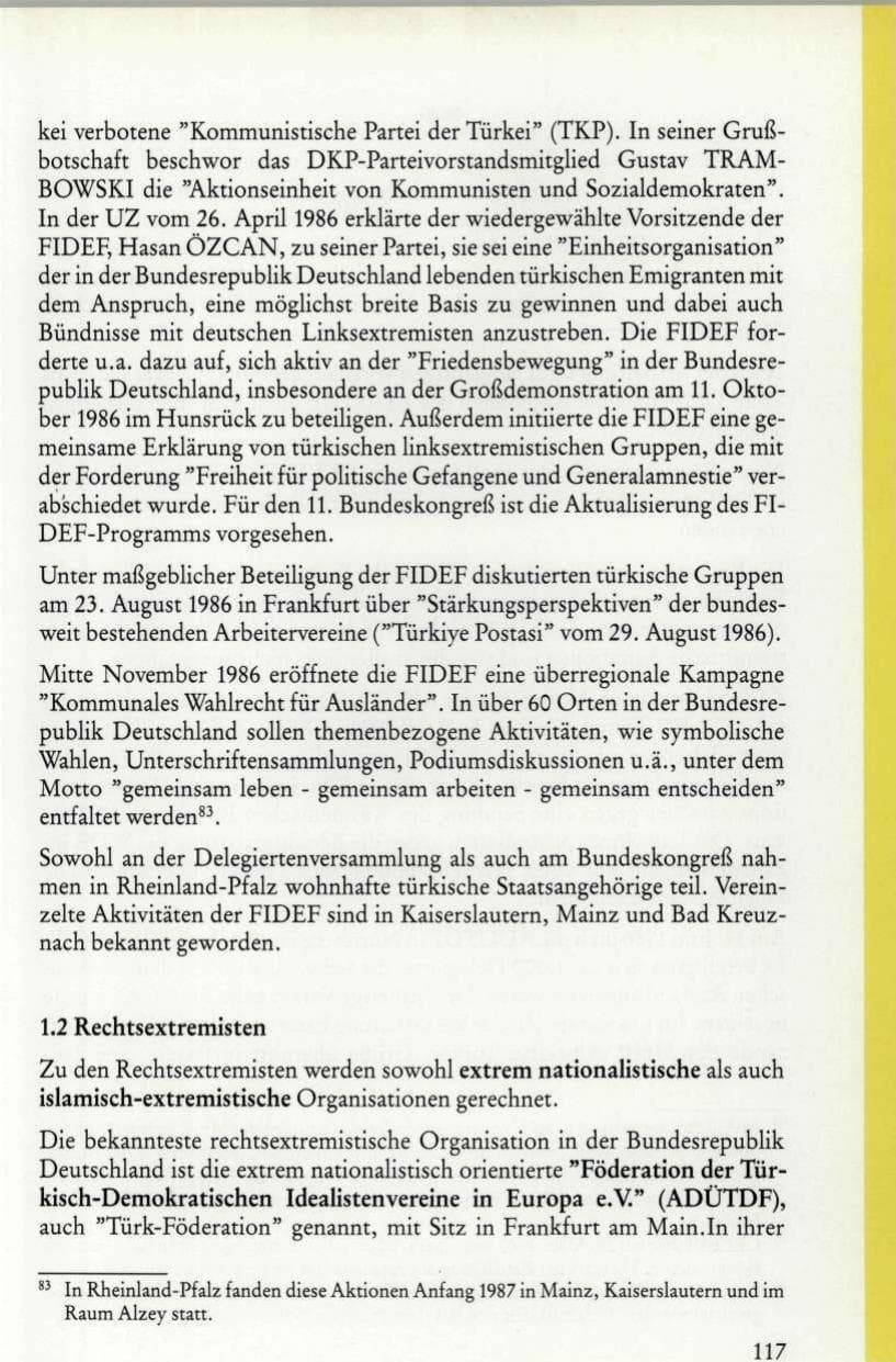 Seite 119 des Verfassungsschutzbericht 1986 Rheinland-Pfalz