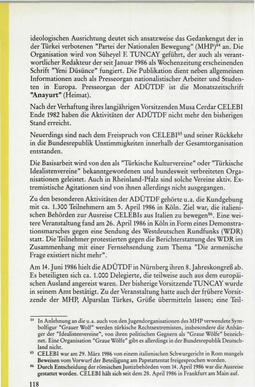Seite 120 des Verfassungsschutzbericht 1986 Rheinland-Pfalz