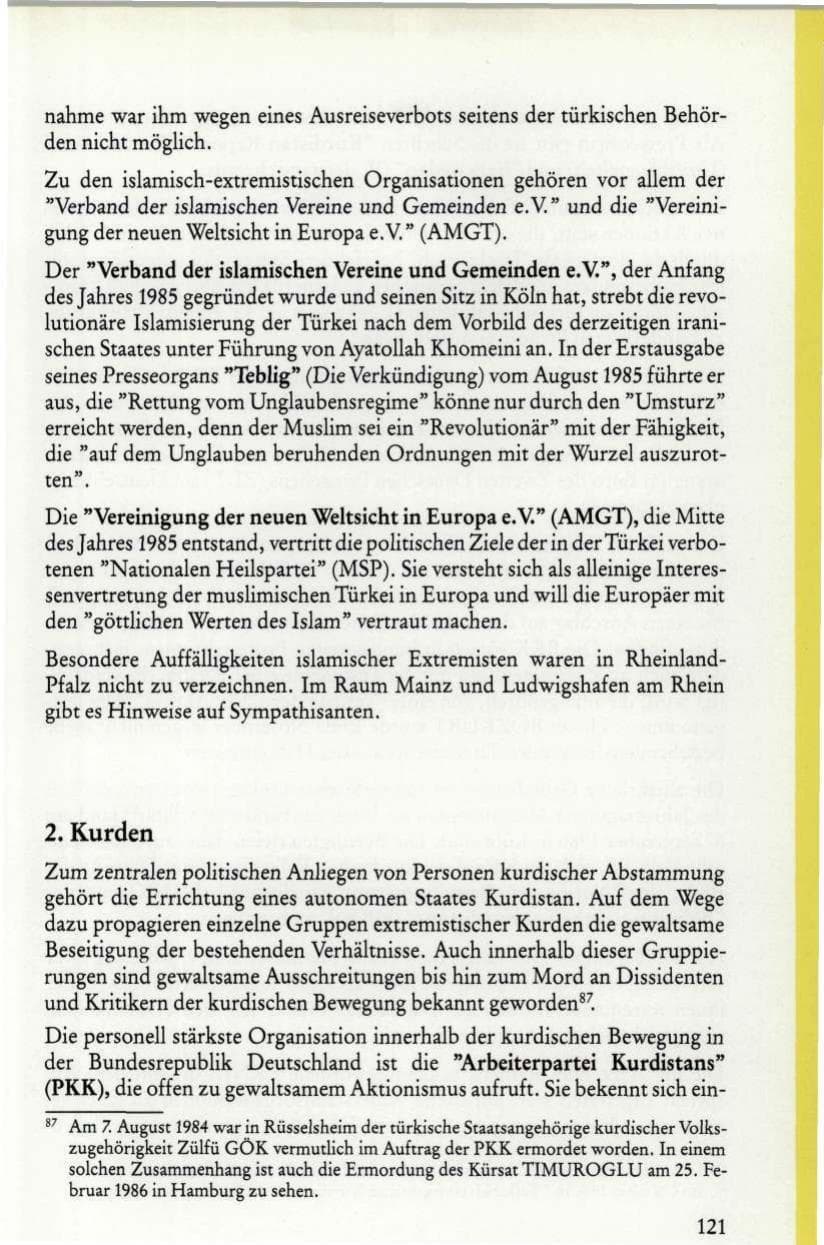 Seite 123 des Verfassungsschutzbericht 1986 Rheinland-Pfalz