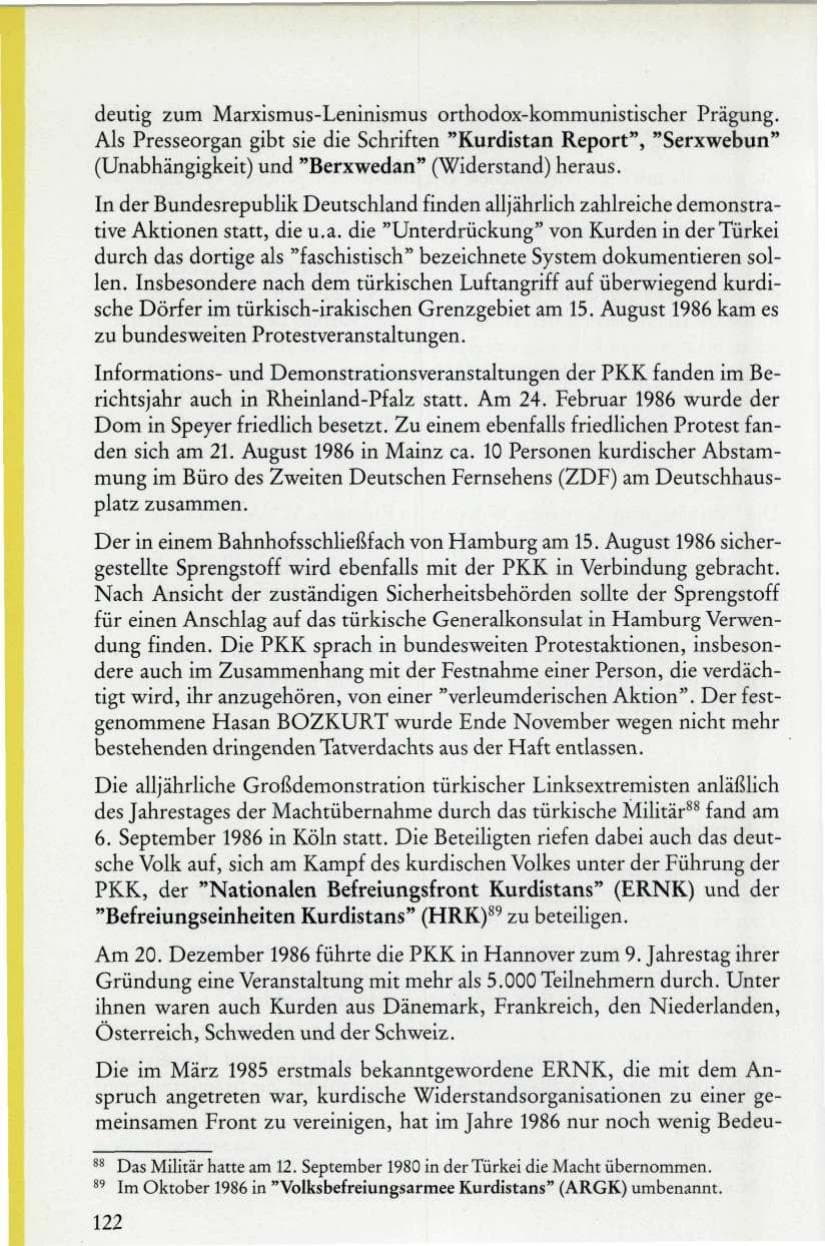 Seite 124 des Verfassungsschutzbericht 1986 Rheinland-Pfalz