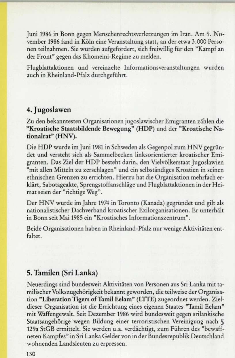 Seite 132 des Verfassungsschutzbericht 1986 Rheinland-Pfalz