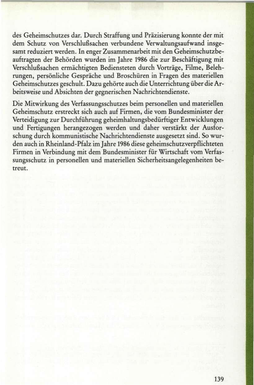 Seite 141 des Verfassungsschutzbericht 1986 Rheinland-Pfalz