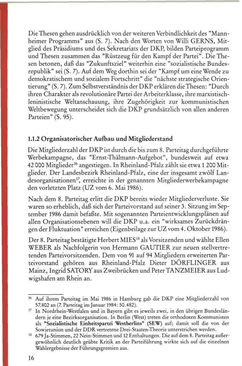 Seite 18 des Verfassungsschutzbericht 1986 Rheinland-Pfalz