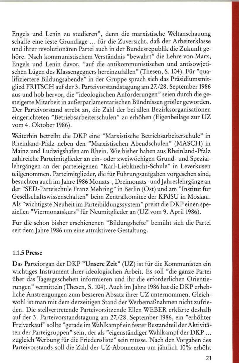 Seite 23 des Verfassungsschutzbericht 1986 Rheinland-Pfalz