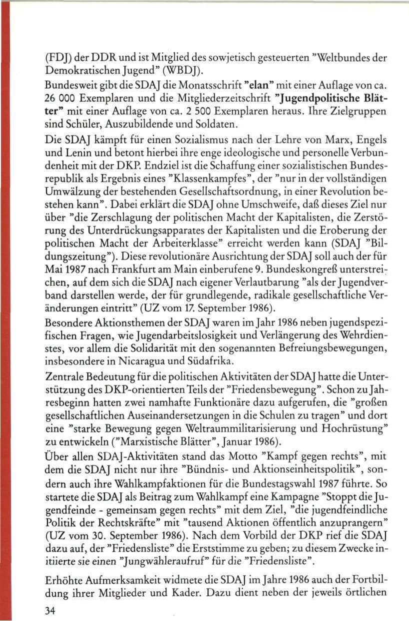 Seite 36 des Verfassungsschutzbericht 1986 Rheinland-Pfalz