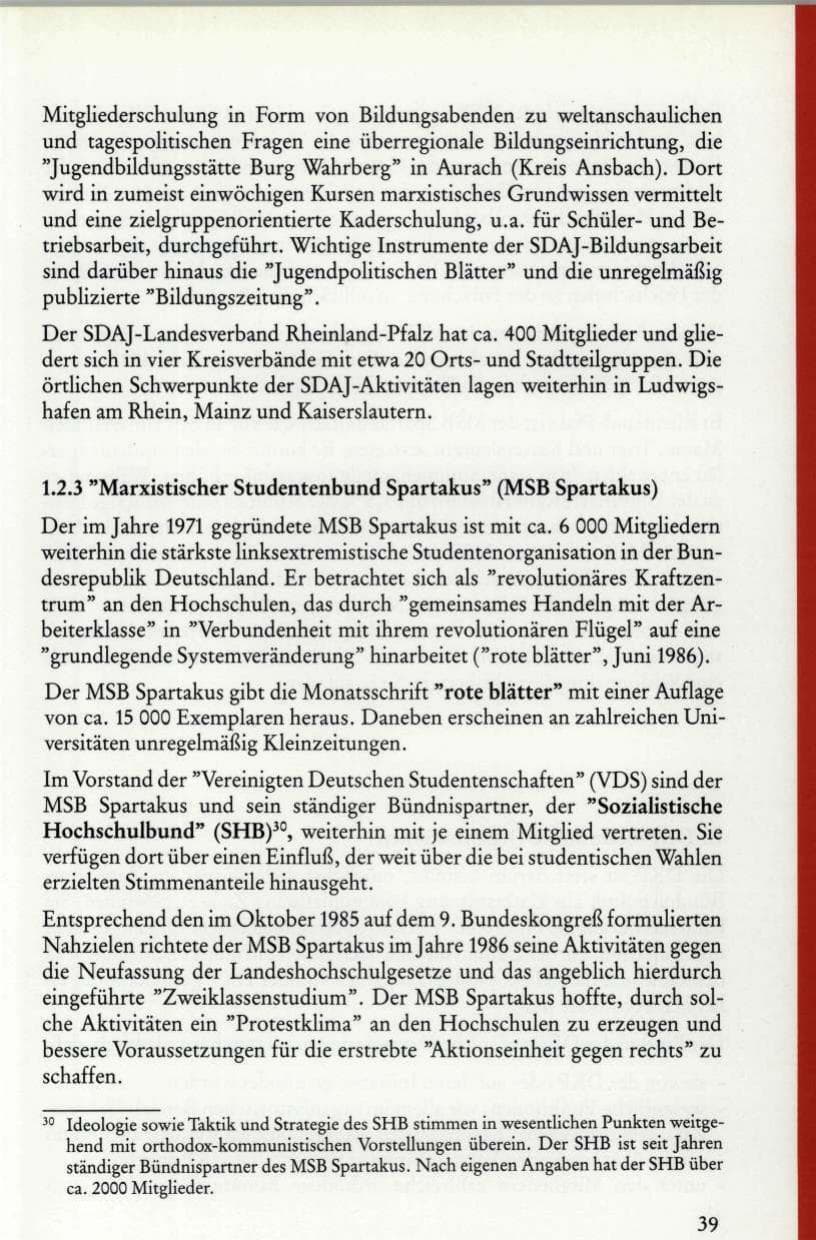 Seite 41 des Verfassungsschutzbericht 1986 Rheinland-Pfalz