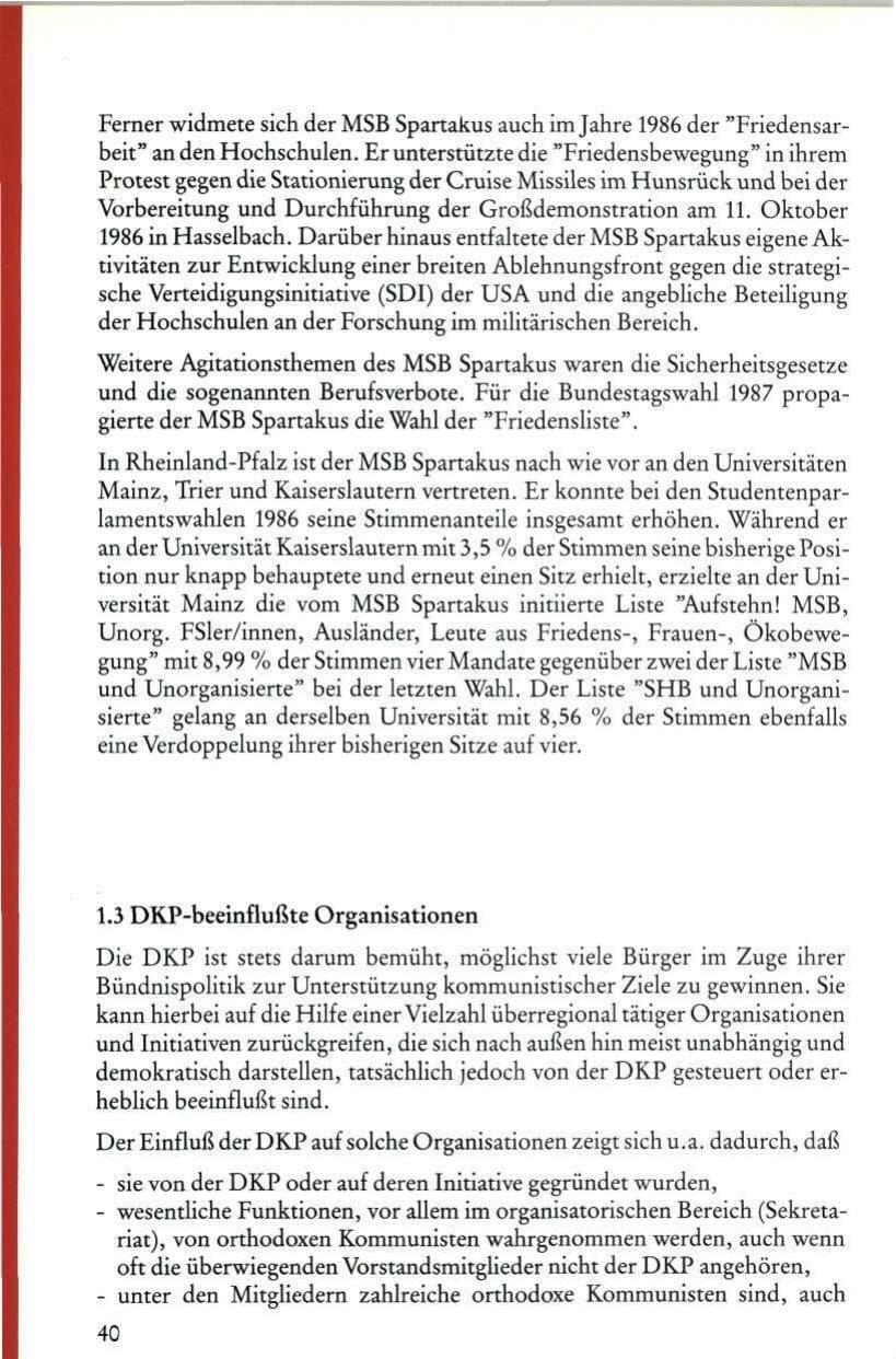 Seite 42 des Verfassungsschutzbericht 1986 Rheinland-Pfalz