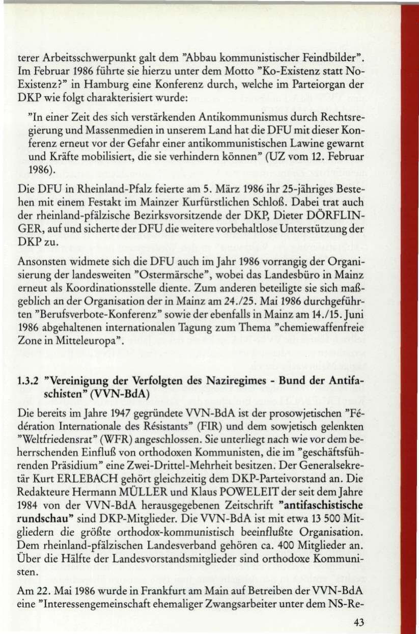 Seite 45 des Verfassungsschutzbericht 1986 Rheinland-Pfalz