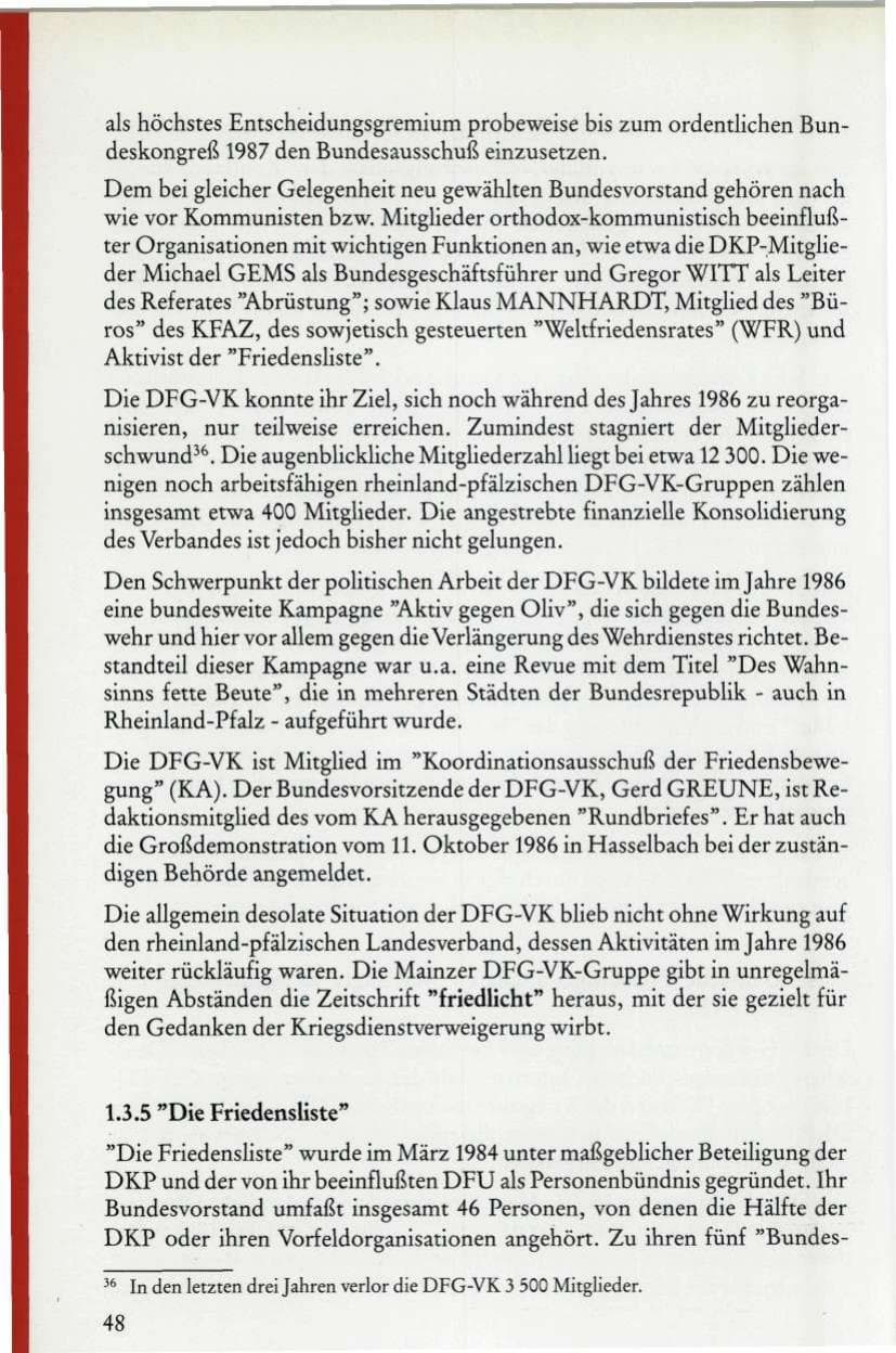 Seite 50 des Verfassungsschutzbericht 1986 Rheinland-Pfalz