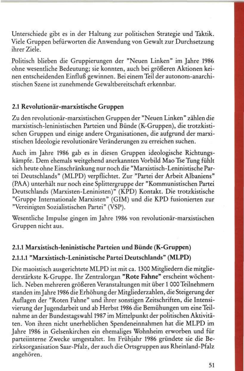 Seite 53 des Verfassungsschutzbericht 1986 Rheinland-Pfalz