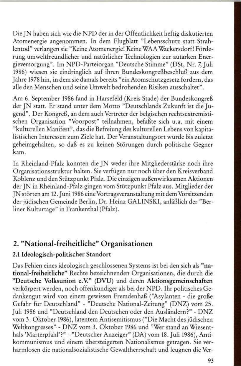 Seite 95 des Verfassungsschutzbericht 1986 Rheinland-Pfalz
