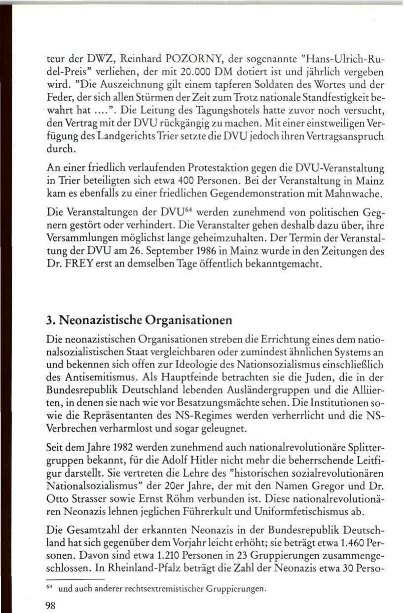 Seite 100 des Verfassungsschutzbericht 1986 Rheinland-Pfalz