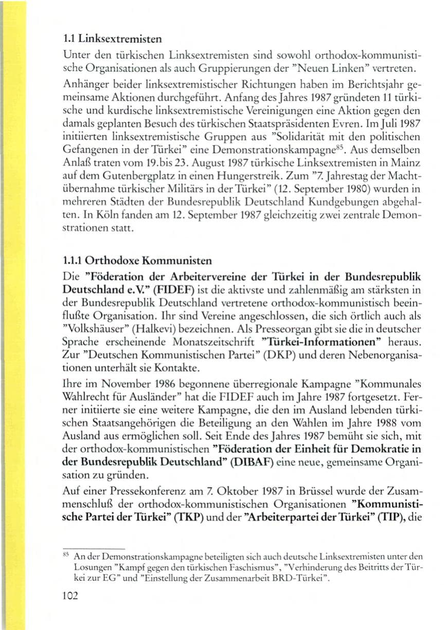 Seite 102 des Verfassungsschutzbericht 1987 Rheinland-Pfalz