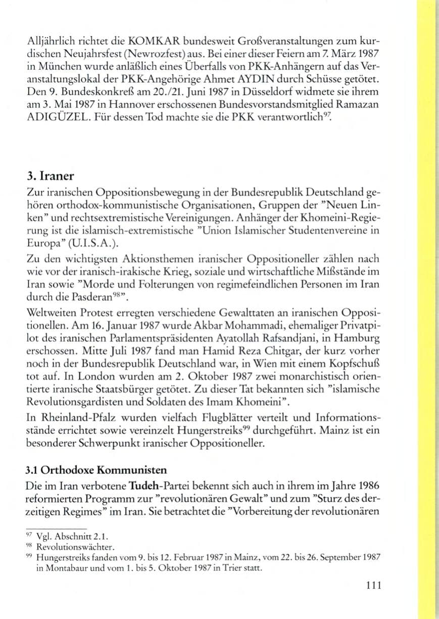 Seite 111 des Verfassungsschutzbericht 1987 Rheinland-Pfalz