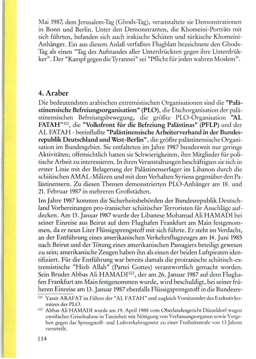 Seite 114 des Verfassungsschutzbericht 1987 Rheinland-Pfalz