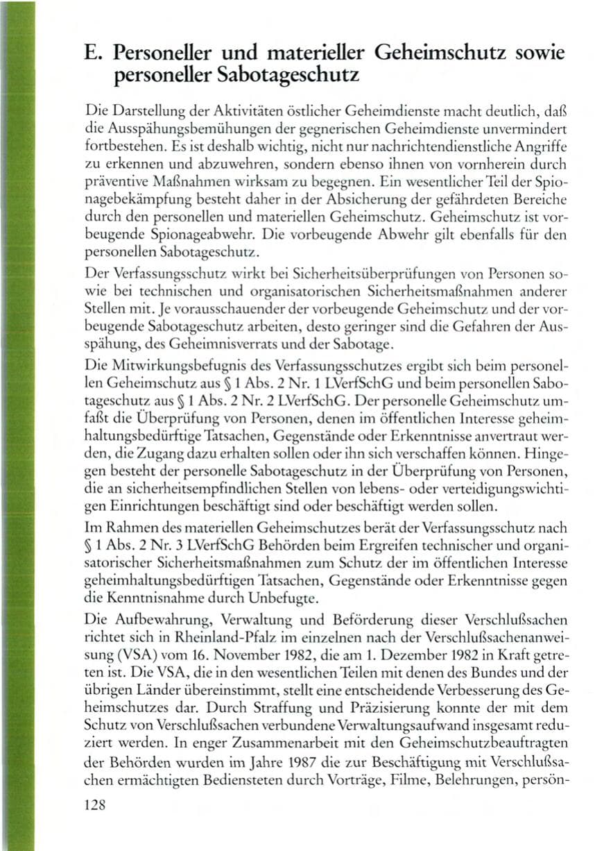 Seite 128 des Verfassungsschutzbericht 1987 Rheinland-Pfalz