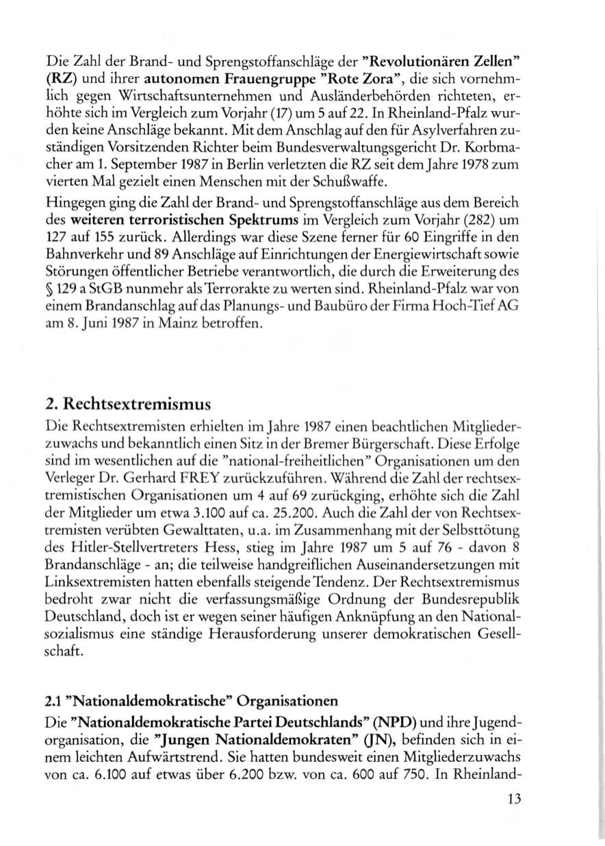 Seite 15 des Verfassungsschutzbericht 1987 Rheinland-Pfalz