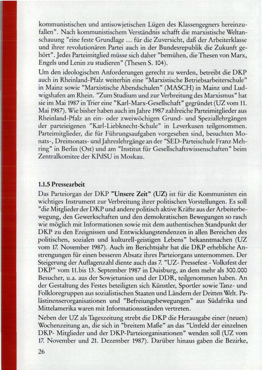 Seite 28 des Verfassungsschutzbericht 1987 Rheinland-Pfalz