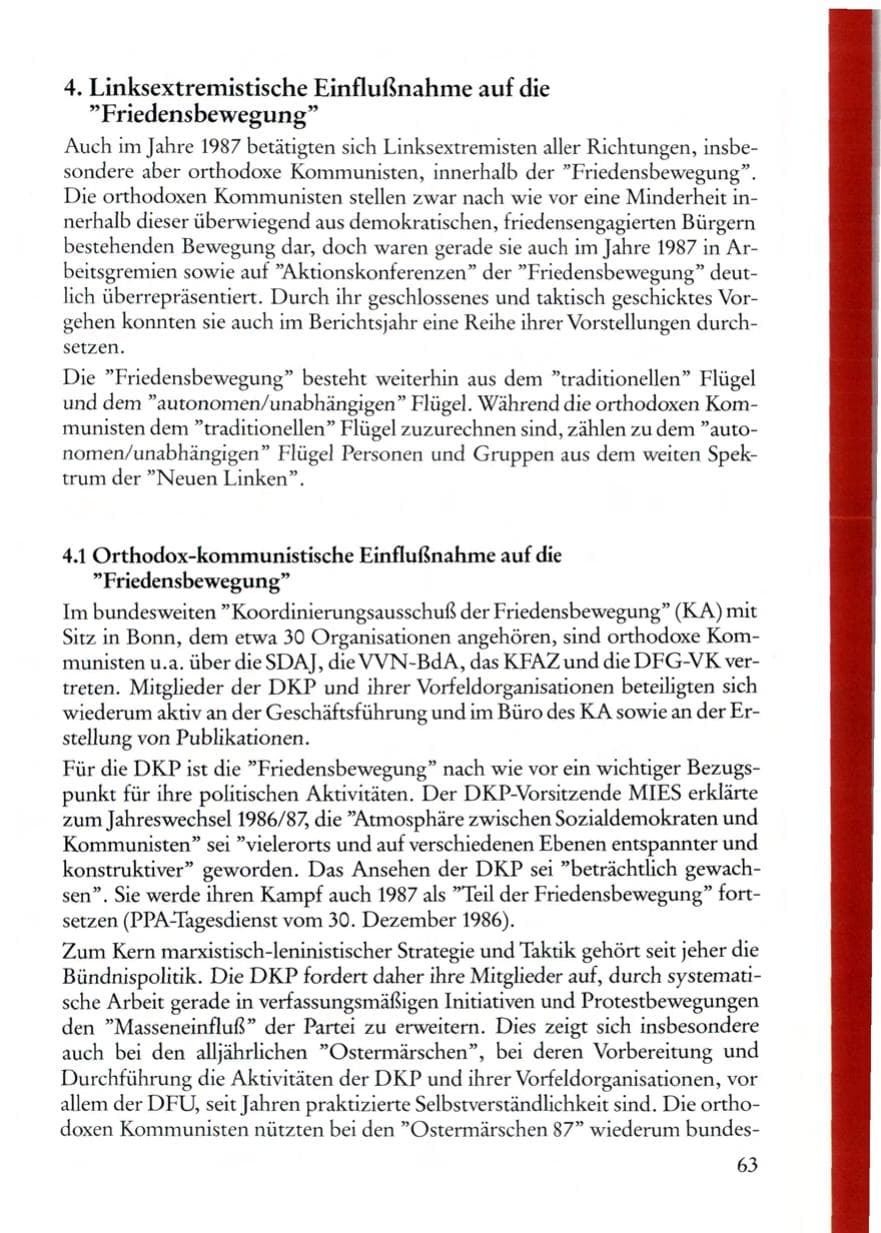 Seite 63 des Verfassungsschutzbericht 1987 Rheinland-Pfalz