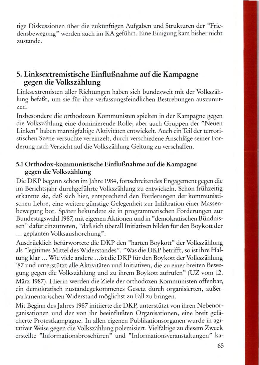 Seite 65 des Verfassungsschutzbericht 1987 Rheinland-Pfalz