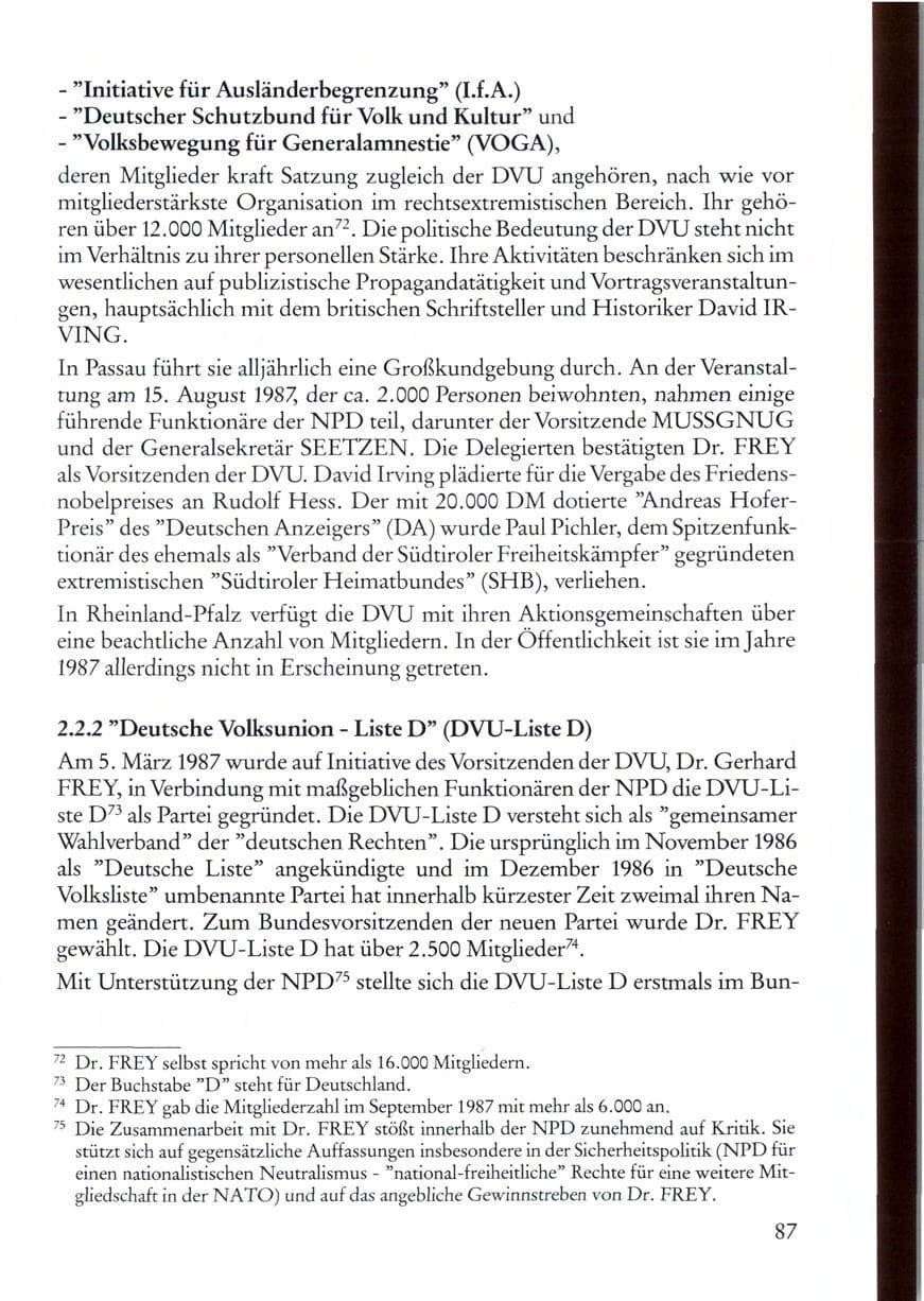 Seite 87 des Verfassungsschutzbericht 1987 Rheinland-Pfalz