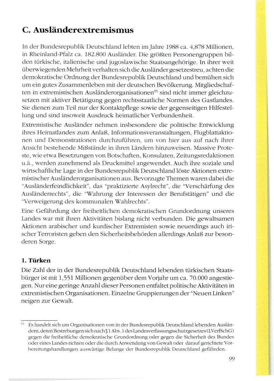 Seite 101 des Verfassungsschutzbericht 1988 Rheinland-Pfalz