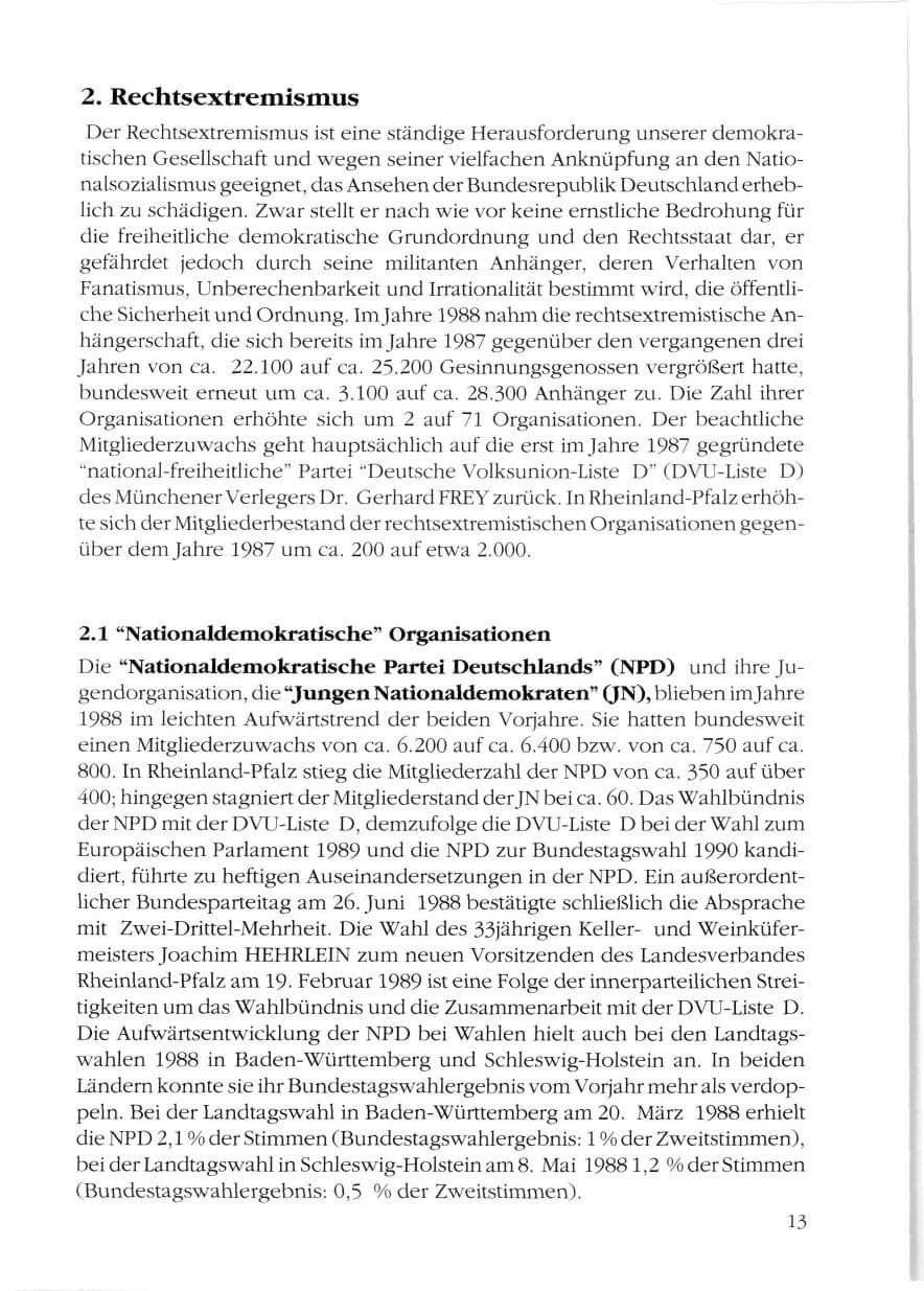 Seite 15 des Verfassungsschutzbericht 1988 Rheinland-Pfalz
