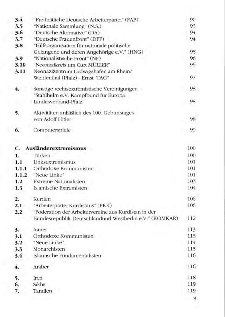 Seite 11 des Verfassungsschutzbericht 1989 Rheinland-Pfalz