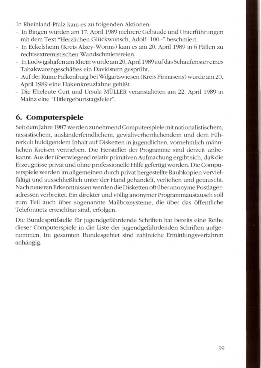 Seite 101 des Verfassungsschutzbericht 1989 Rheinland-Pfalz