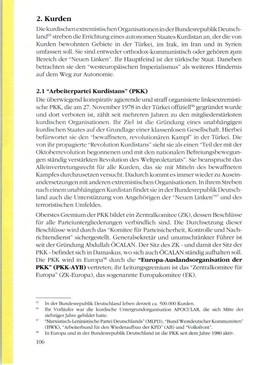 Seite 108 des Verfassungsschutzbericht 1989 Rheinland-Pfalz
