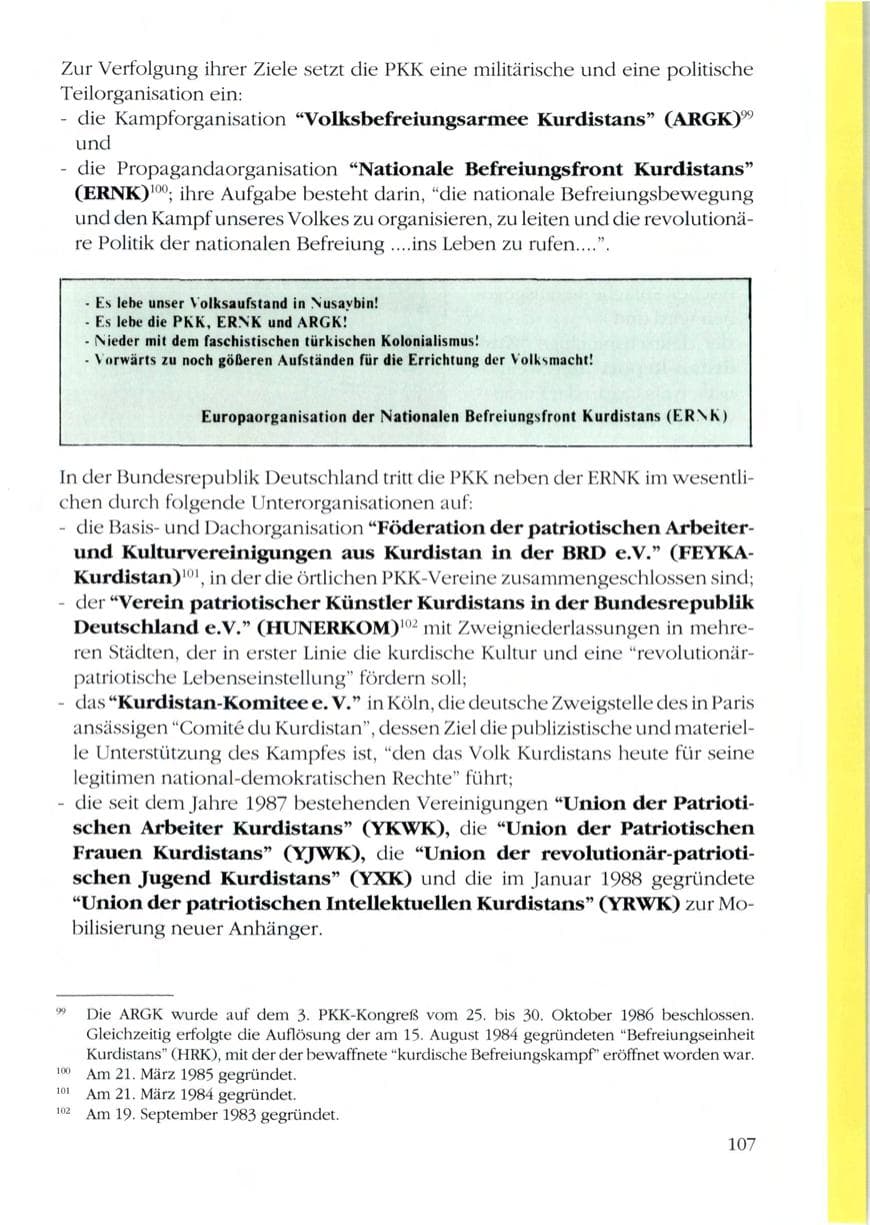 Seite 109 des Verfassungsschutzbericht 1989 Rheinland-Pfalz
