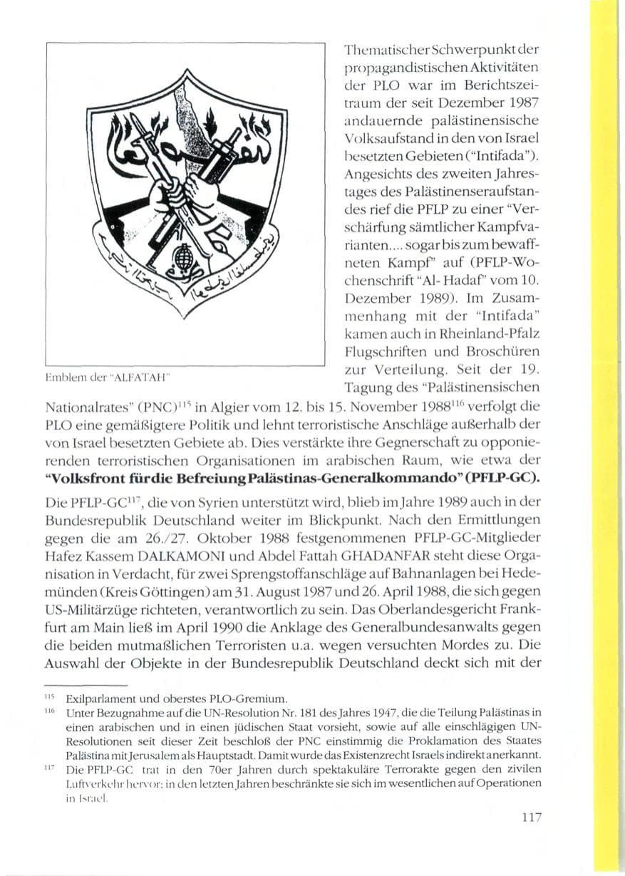 Seite 119 des Verfassungsschutzbericht 1989 Rheinland-Pfalz