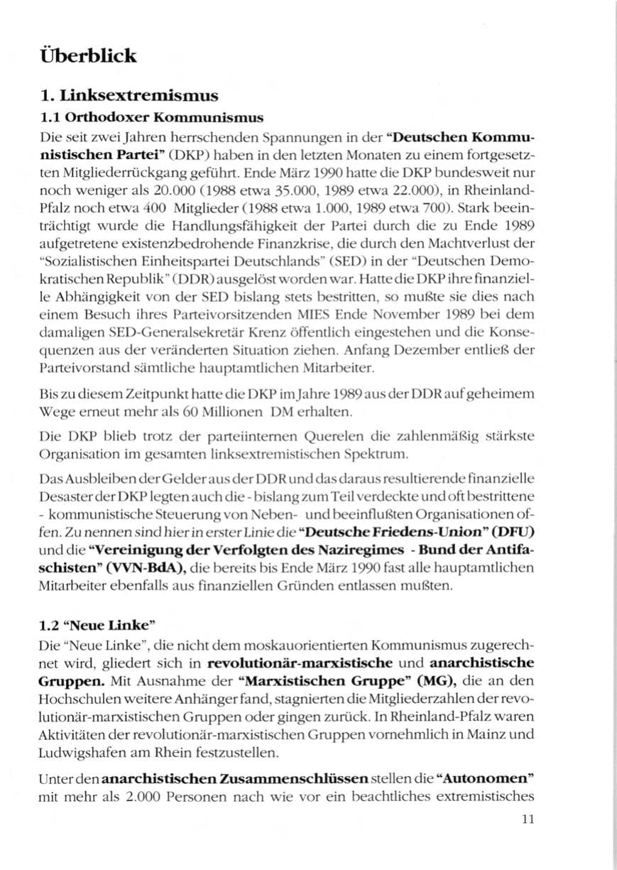 Seite 13 des Verfassungsschutzbericht 1989 Rheinland-Pfalz