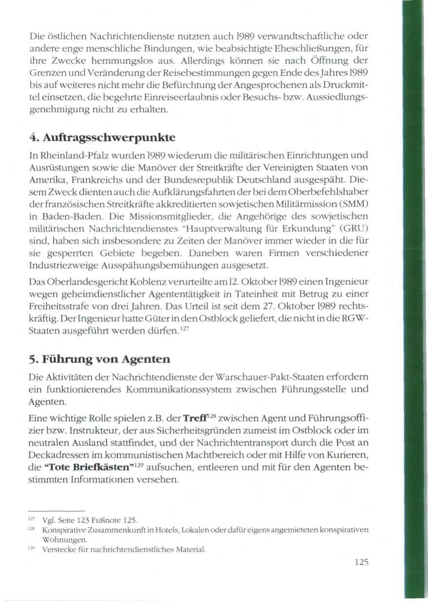Seite 127 des Verfassungsschutzbericht 1989 Rheinland-Pfalz