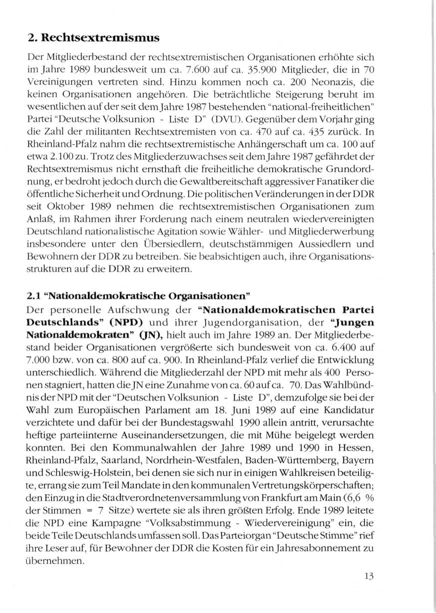 Seite 15 des Verfassungsschutzbericht 1989 Rheinland-Pfalz