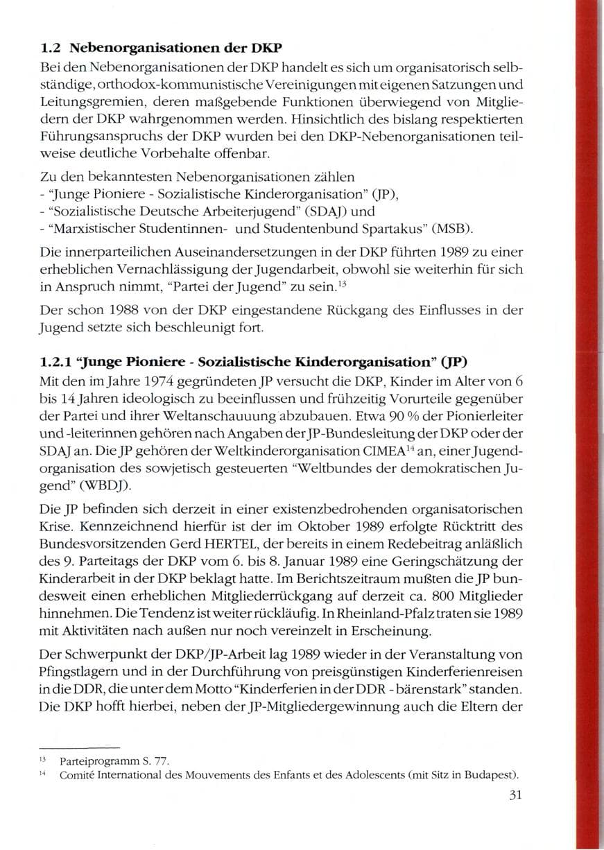 Seite 33 des Verfassungsschutzbericht 1989 Rheinland-Pfalz