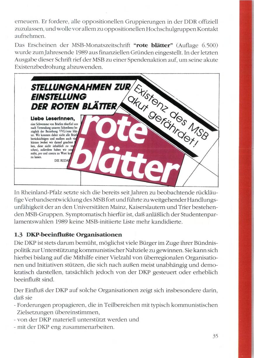 Seite 37 des Verfassungsschutzbericht 1989 Rheinland-Pfalz