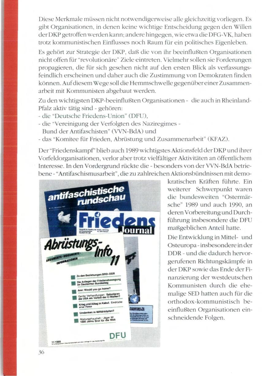 Seite 38 des Verfassungsschutzbericht 1989 Rheinland-Pfalz