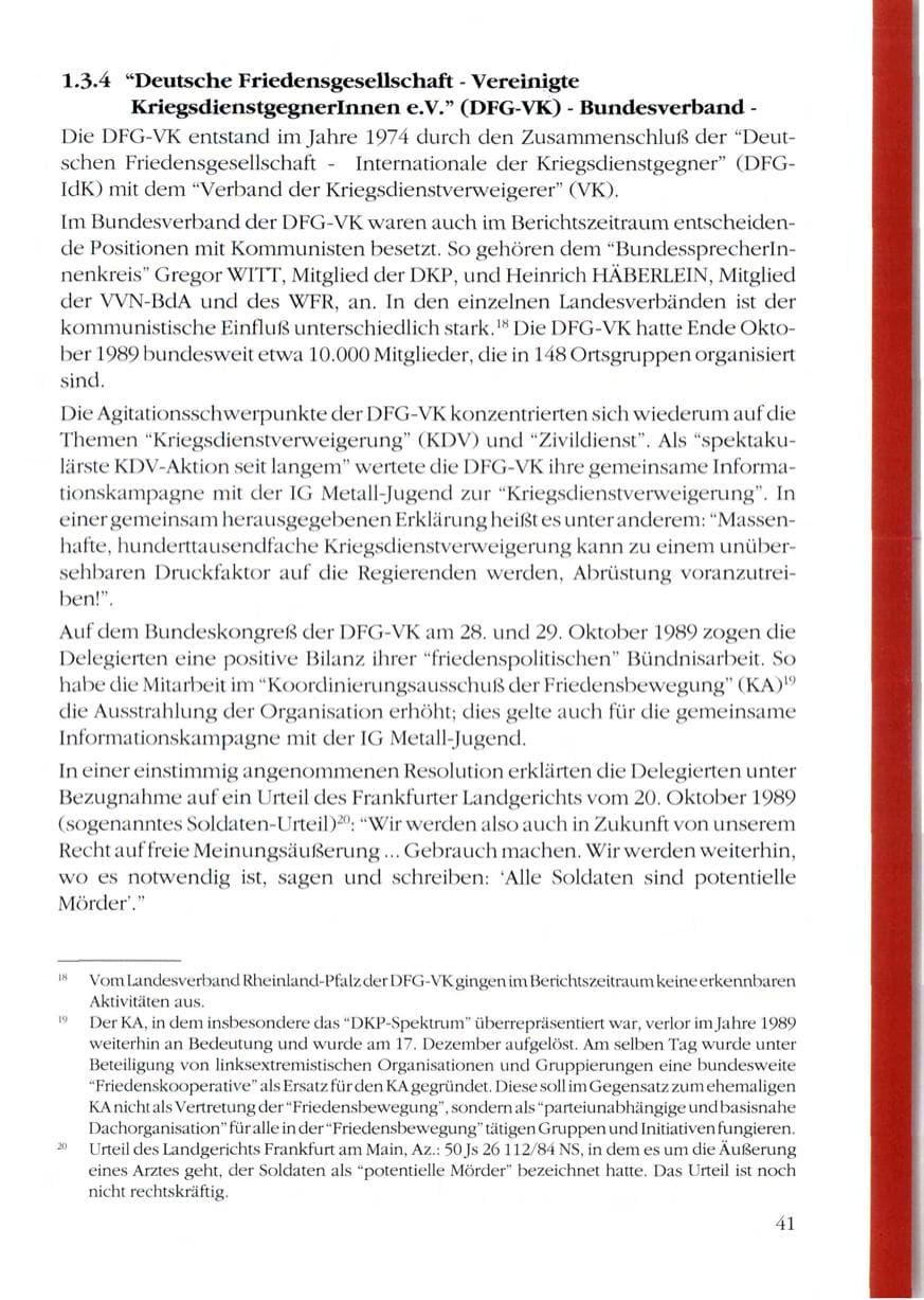 Seite 43 des Verfassungsschutzbericht 1989 Rheinland-Pfalz