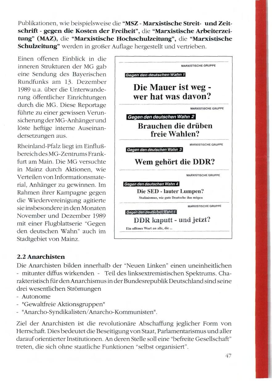 Seite 49 des Verfassungsschutzbericht 1989 Rheinland-Pfalz